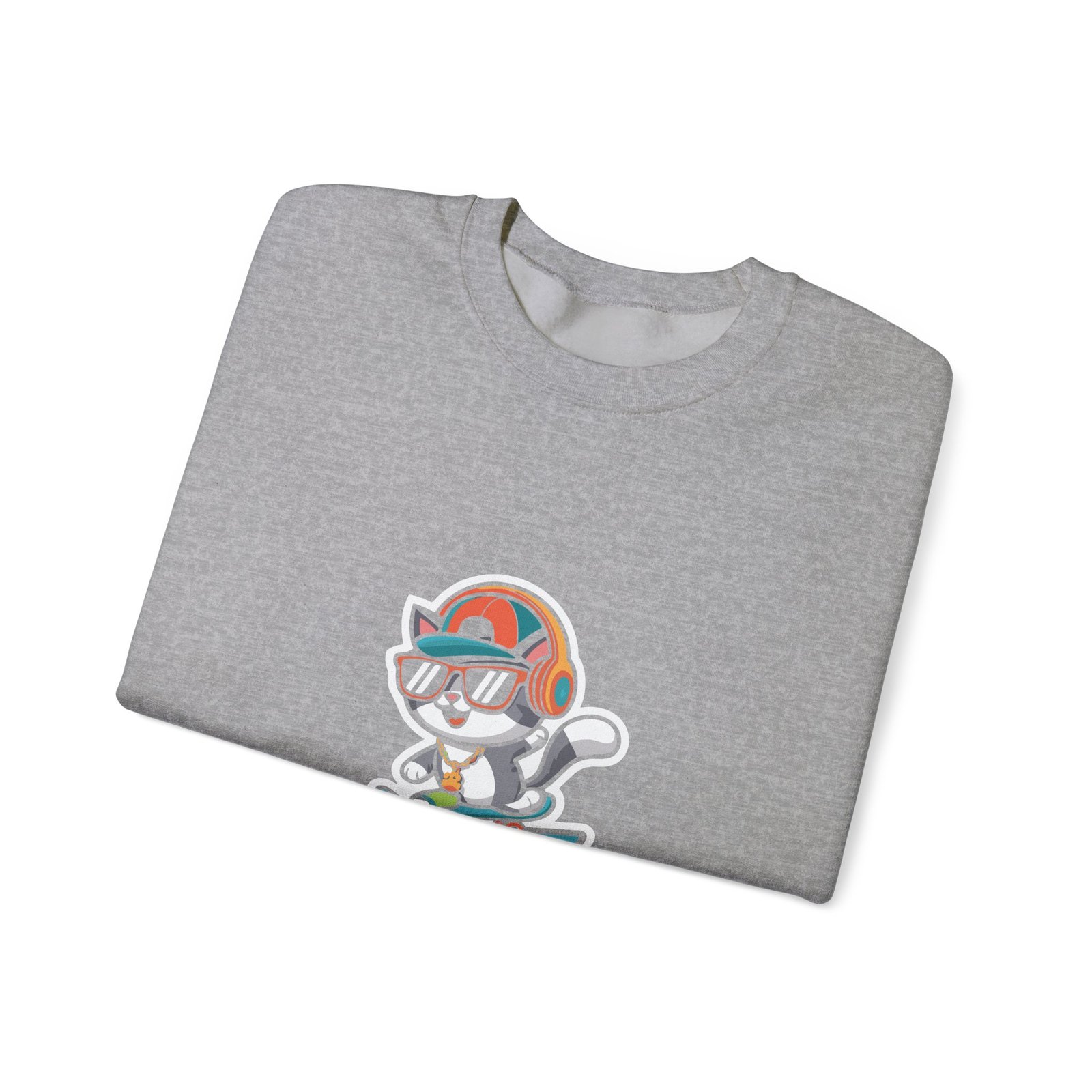 Skate Paws Roller Cat with Cute Cartoon Skateboard Design - Sweatshirt - Image 11