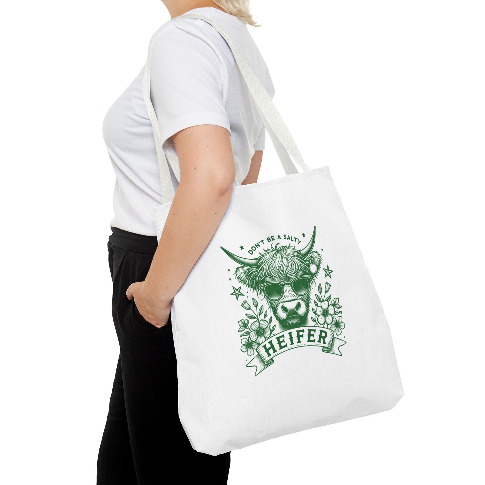 Heifer Green Cow Illustration with Natural and Rustic Charm - Tote Bag - Image 12