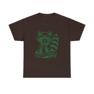 Adorable Green Raccoon Illustration with Cute and Feral Style - T-shirt