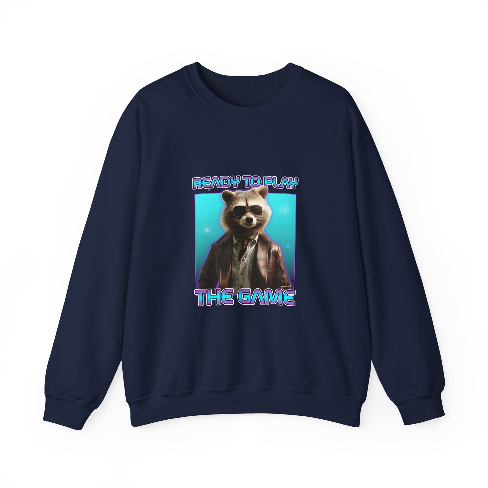Cute Ready To Play Raccoon Cartoon Character Illustration - Sweatshirt - Image 9