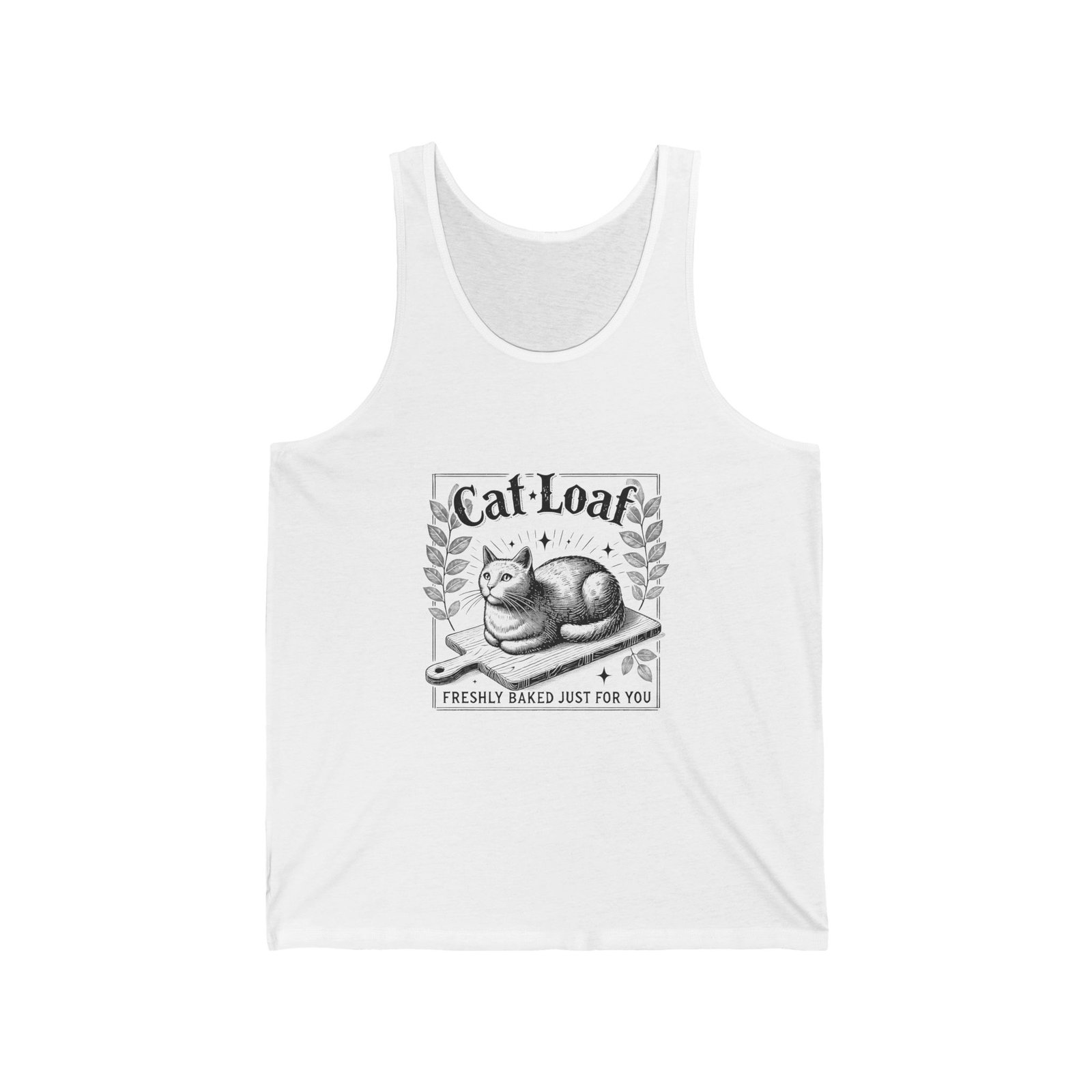 Adorable Black Cat Loaf Illustration with Cute Minimalist Style - Tank Top