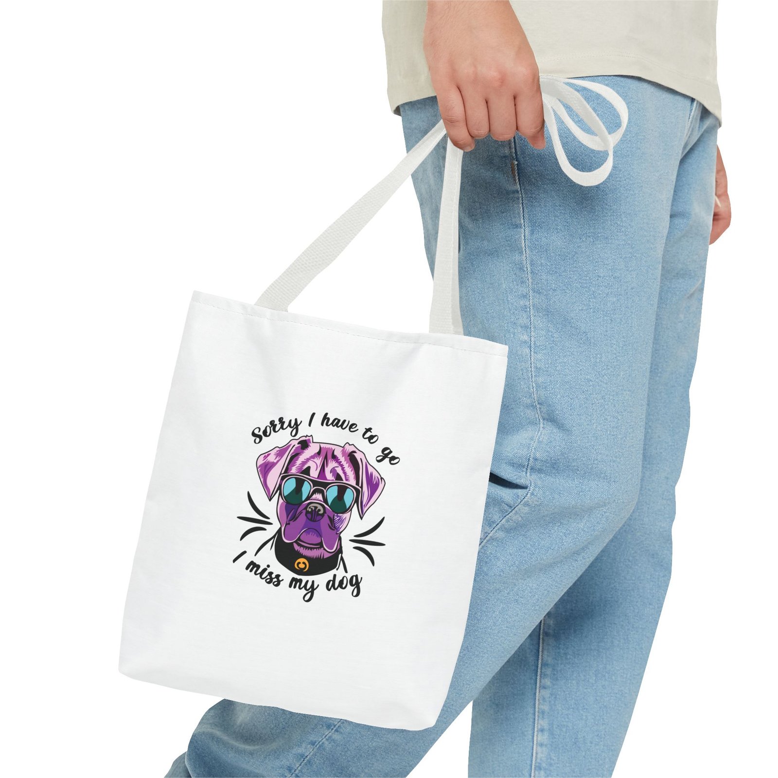 Cool Purple Pug Wearing Sunglasses Graphic - Tote Bag - Image 3