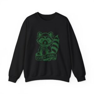 Adorable Green Raccoon Illustration with Cute and Feral Style - Sweatshirt