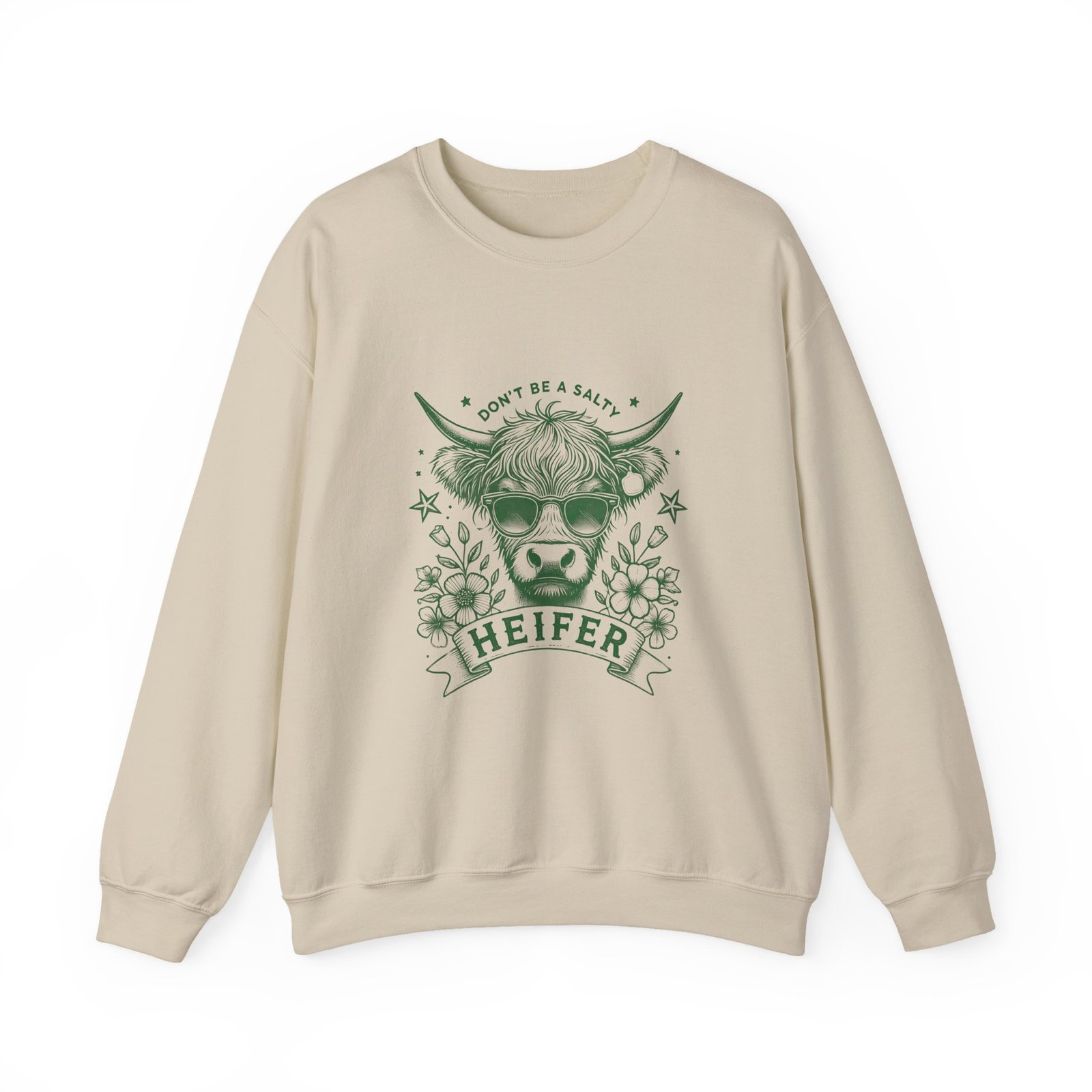 Heifer Green Cow Illustration with Natural and Rustic Charm - Sweatshirt - Image 5