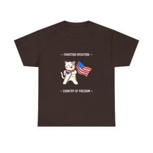 Patriotic Freedom Cat with American Flag Elements - T-shirt