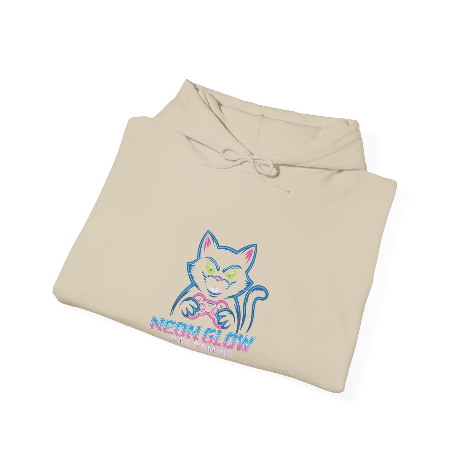 Neon Glow Cat with Gaming Vibes Cyberpunk Style - Hoodie - Image 8