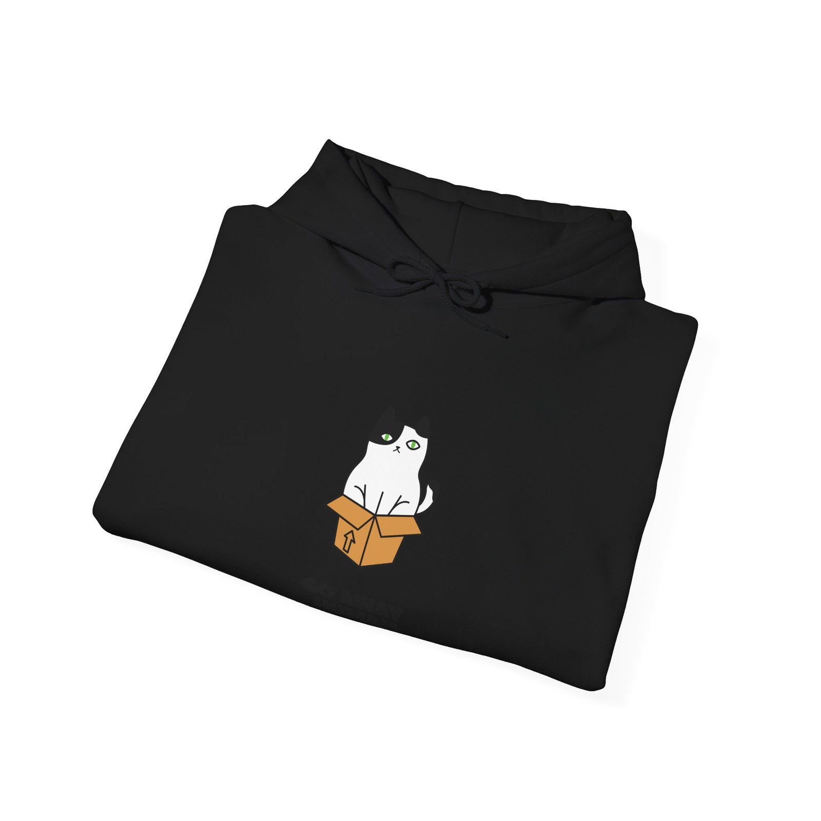 Go Away Human Cat Funny Grumpy Cat Illustration - Hoodie - Image 4