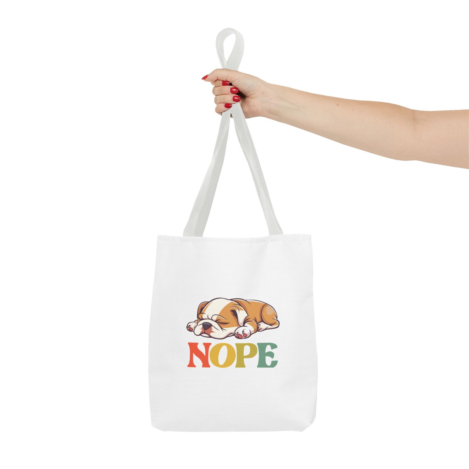 Adorable Sleeping Puppy with Nope Text Illustration - Tote Bag - Image 4