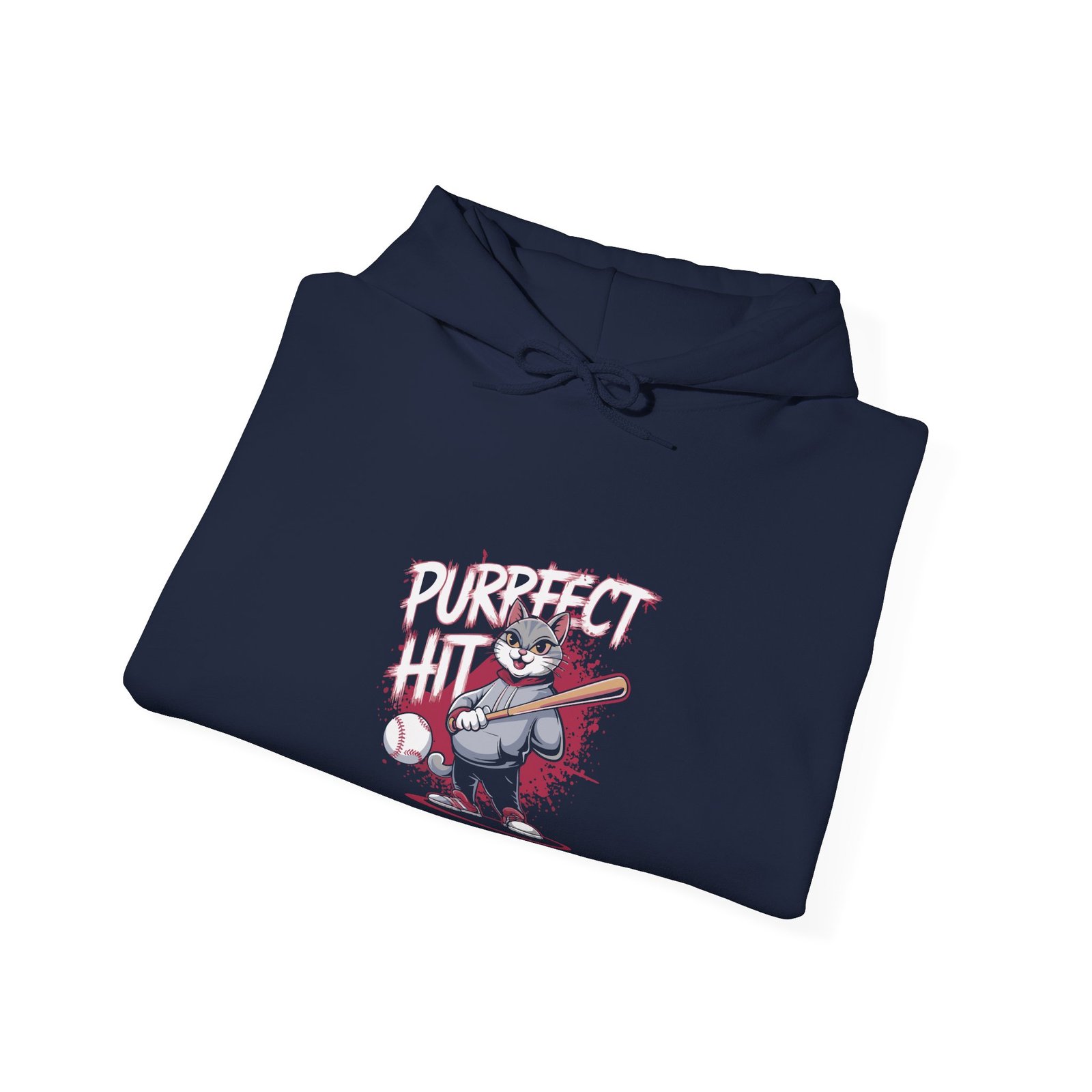 Purrfect Hit Baseball Cat Cute Cartoon Feline Sports Design - Hoodie - Image 12