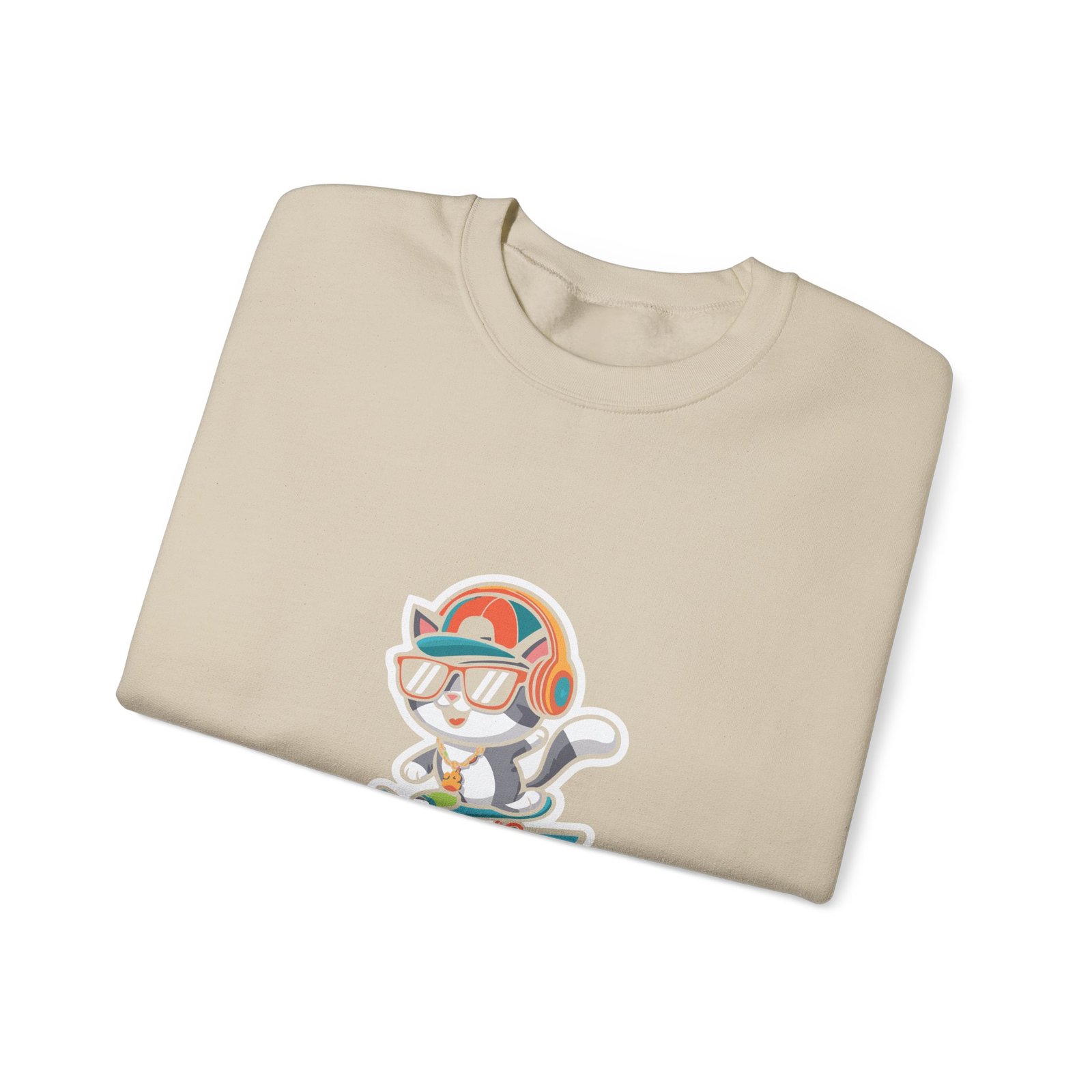Skate Paws Roller Cat with Cute Cartoon Skateboard Design - Sweatshirt - Image 7