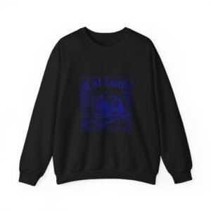 Cute Blue Cat Loaf Illustration with Playful Expression - Sweatshirt