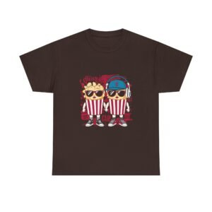 Popcorn Movie Night Cats Cozy Cinema Illustration - T-shirt