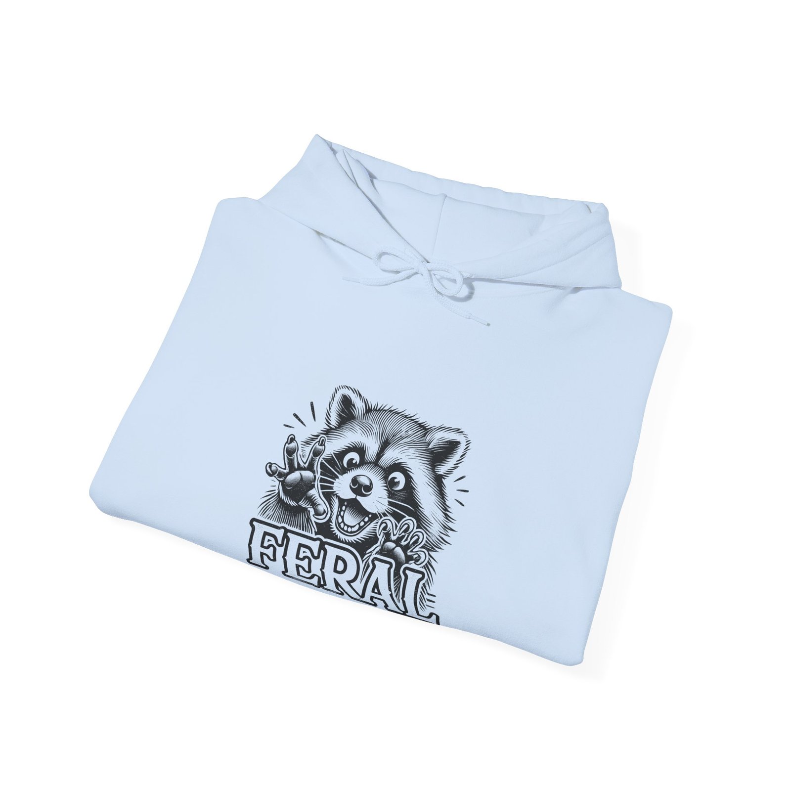 Feral Black Raccoon Cute Wild Animal Illustration - Hoodie - Image 12