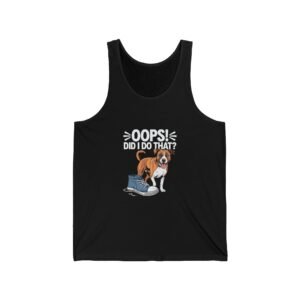 Cute Mischievous Puppy Saying Oops with Playful Expression - Tank Top