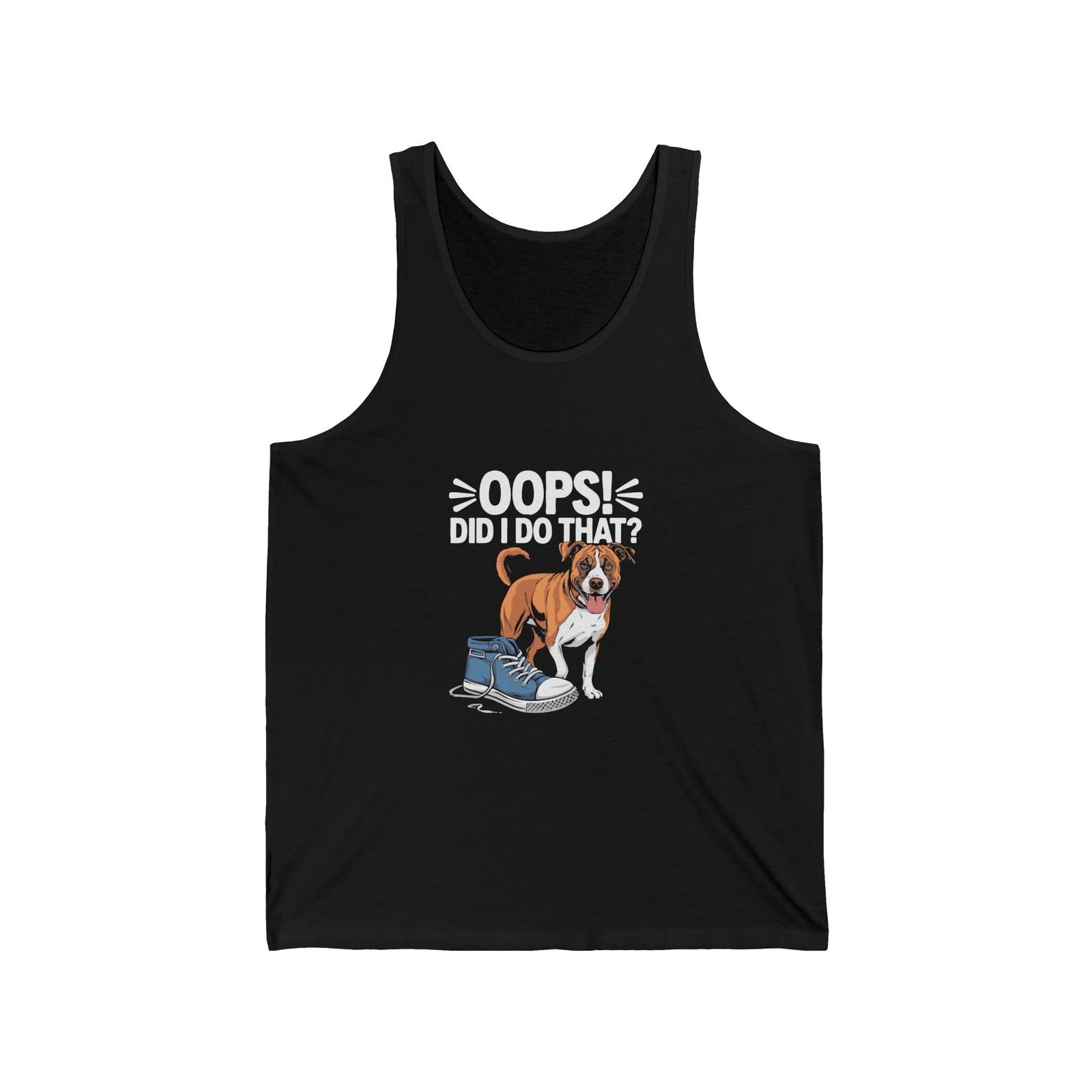 Cute Mischievous Puppy Saying Oops with Playful Expression - Tank Top