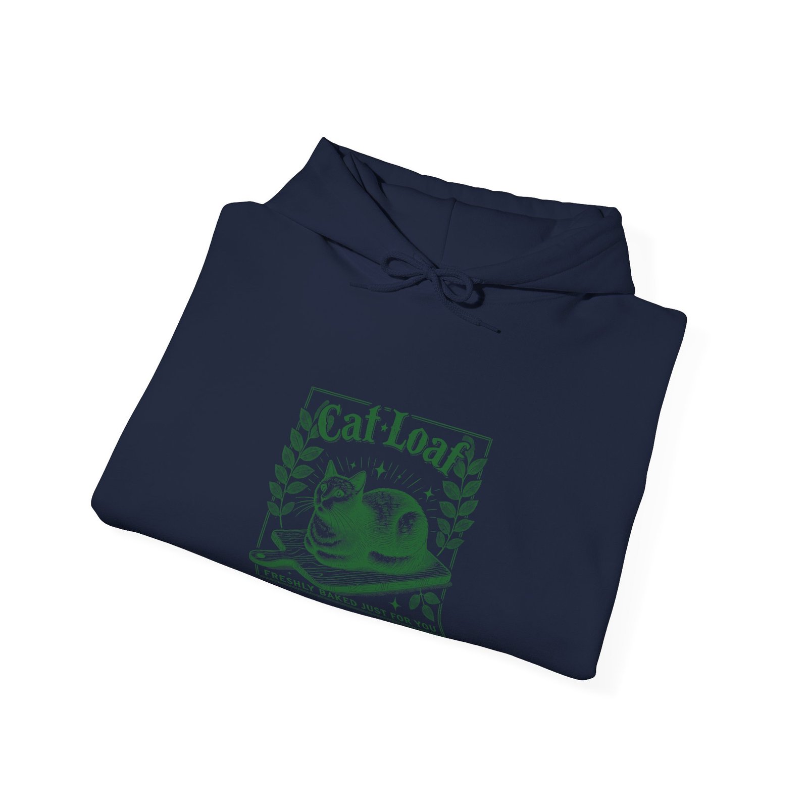 Cute Green Cat Loaf Illustration with Playful Expression - Hoodie - Image 12