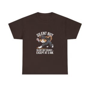 Silent But Deadly Ninja Cat in Stealth Pose Design - T-shirt