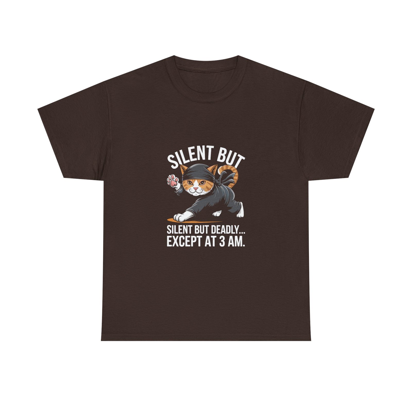 Silent But Deadly Ninja Cat in Stealth Pose Design - T-shirt