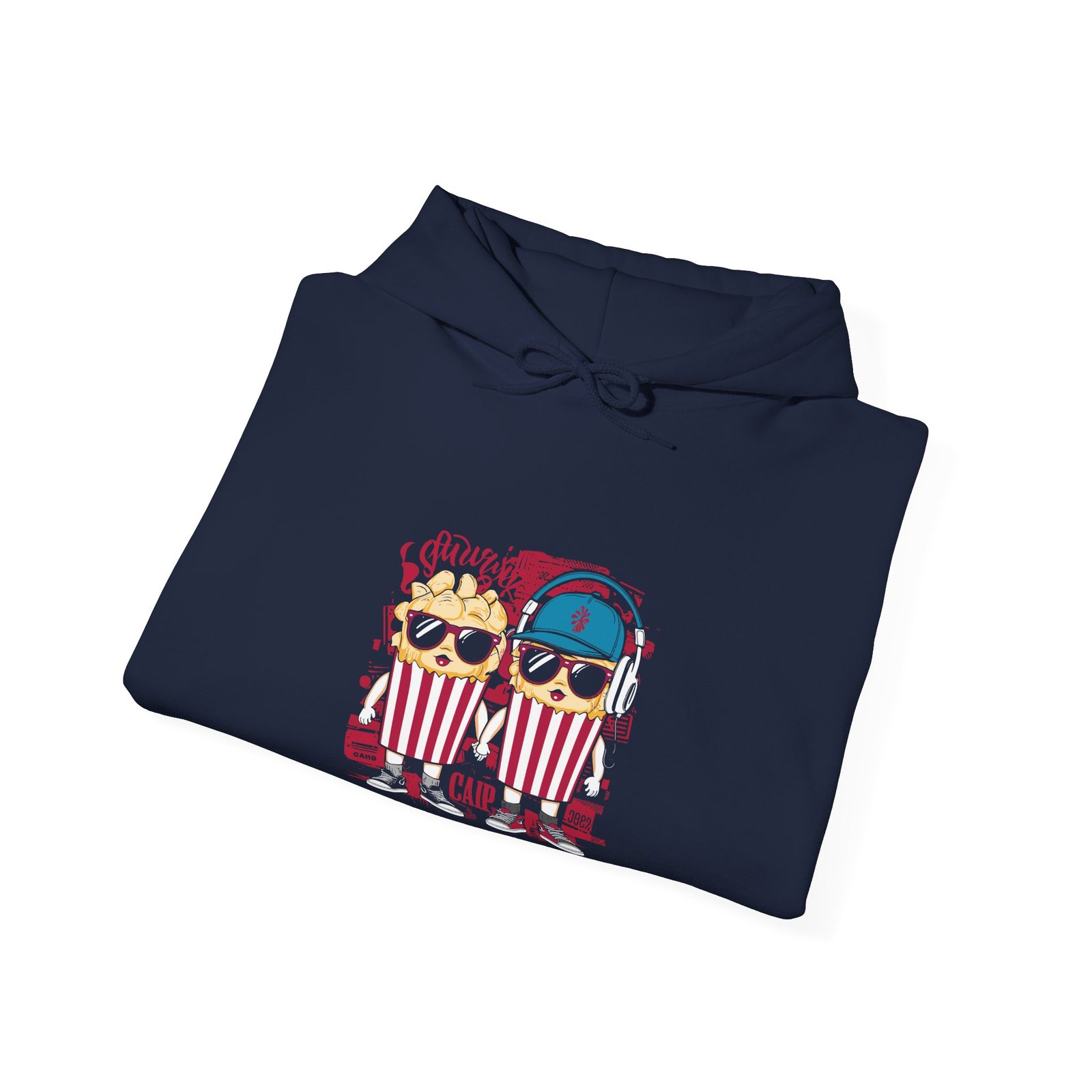 Popcorn Movie Night Cats Cozy Cinema Illustration - Hoodie - Image 12