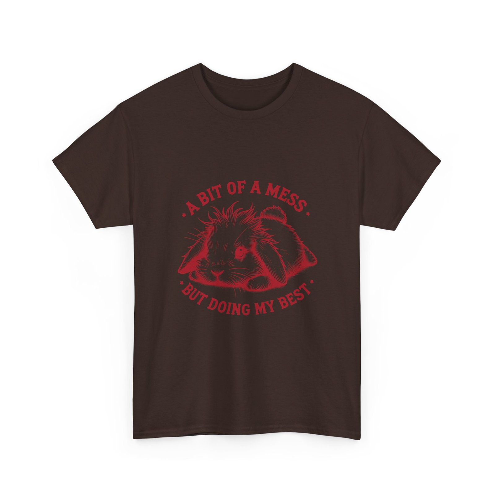 Red Rabbit Relaxing with Messy Yet Motivated Vibes - T-shirt - Image 3