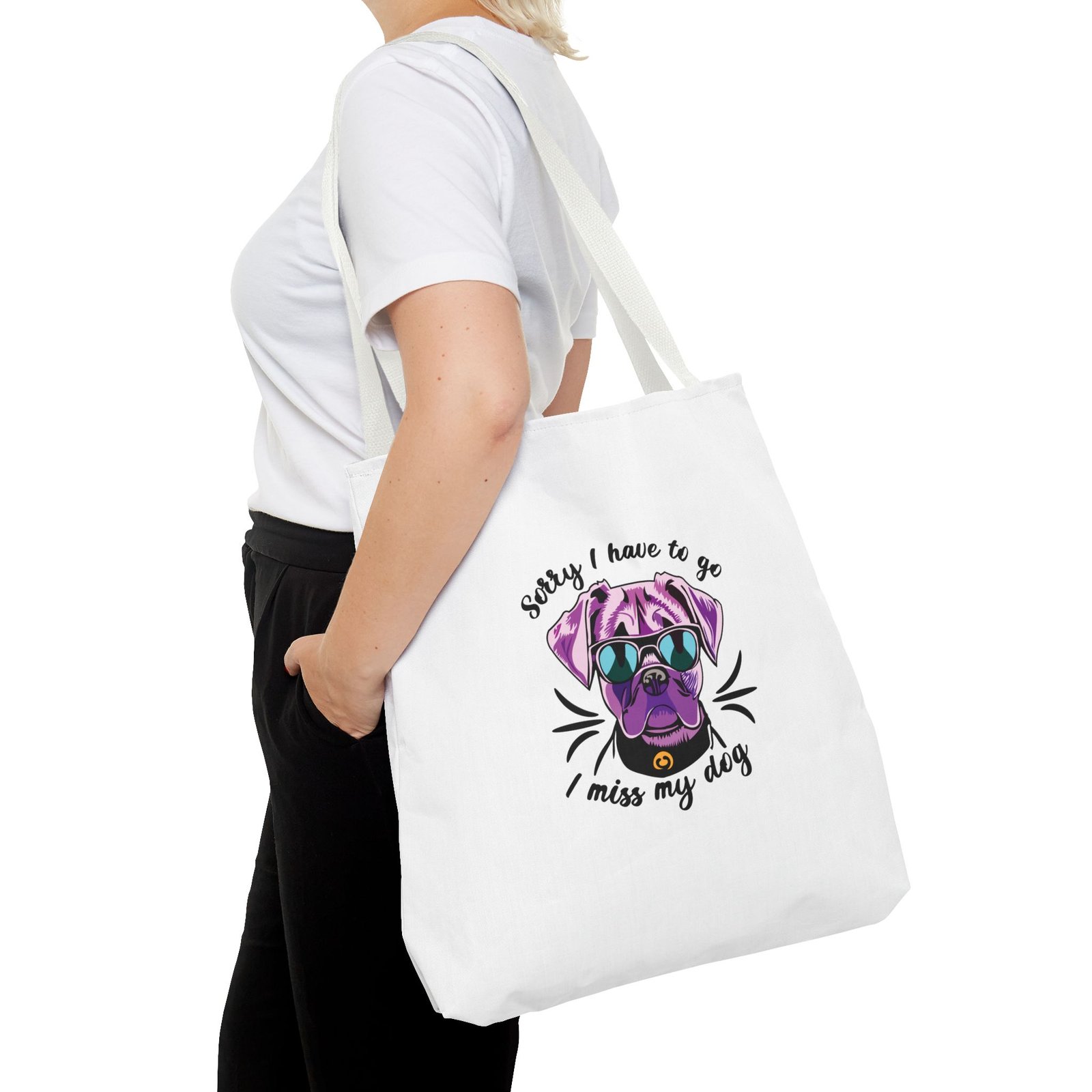 Cool Purple Pug Wearing Sunglasses Graphic - Tote Bag - Image 12