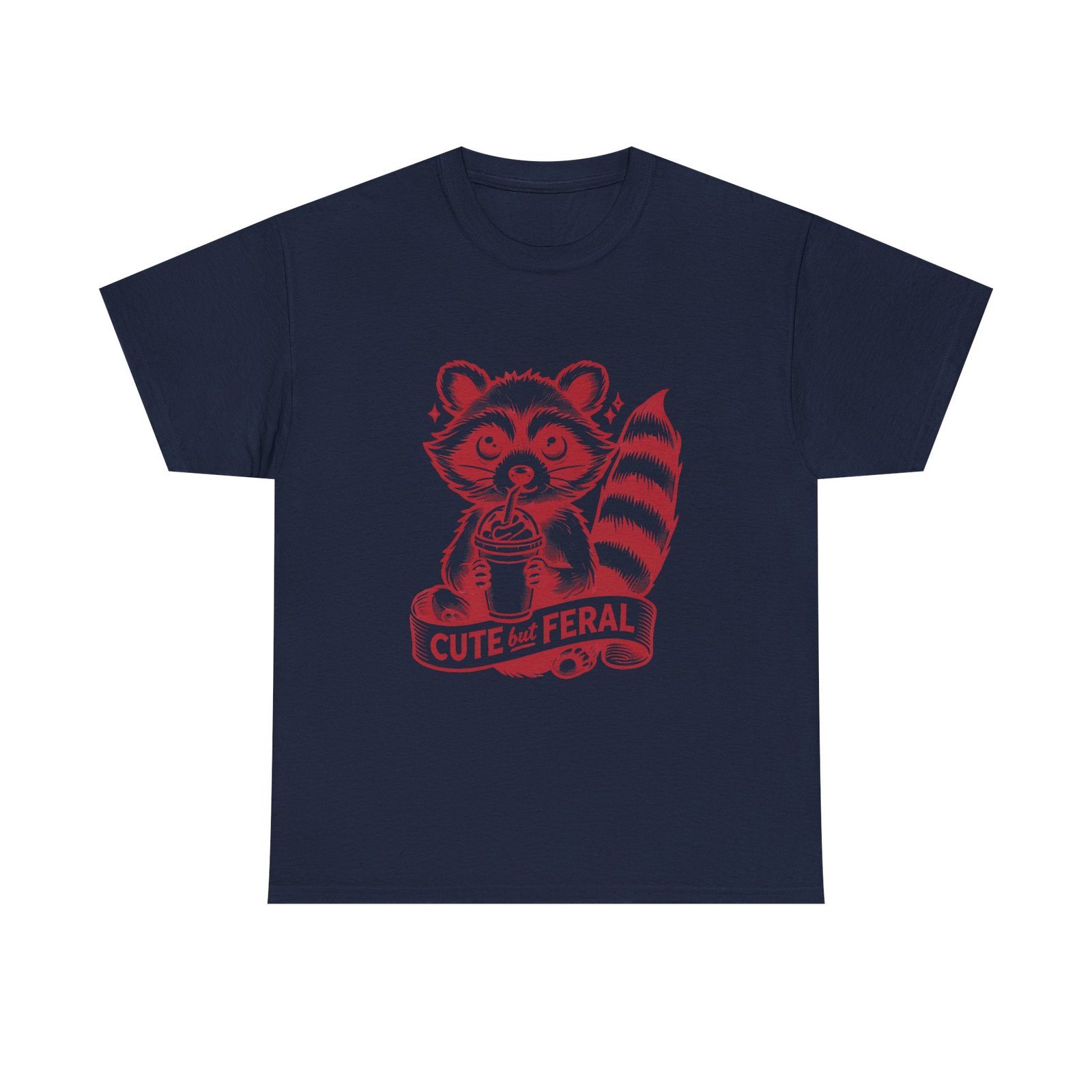 Adorable Red Raccoon Illustration with Cute and Feral Vibes - T-shirt - Image 9