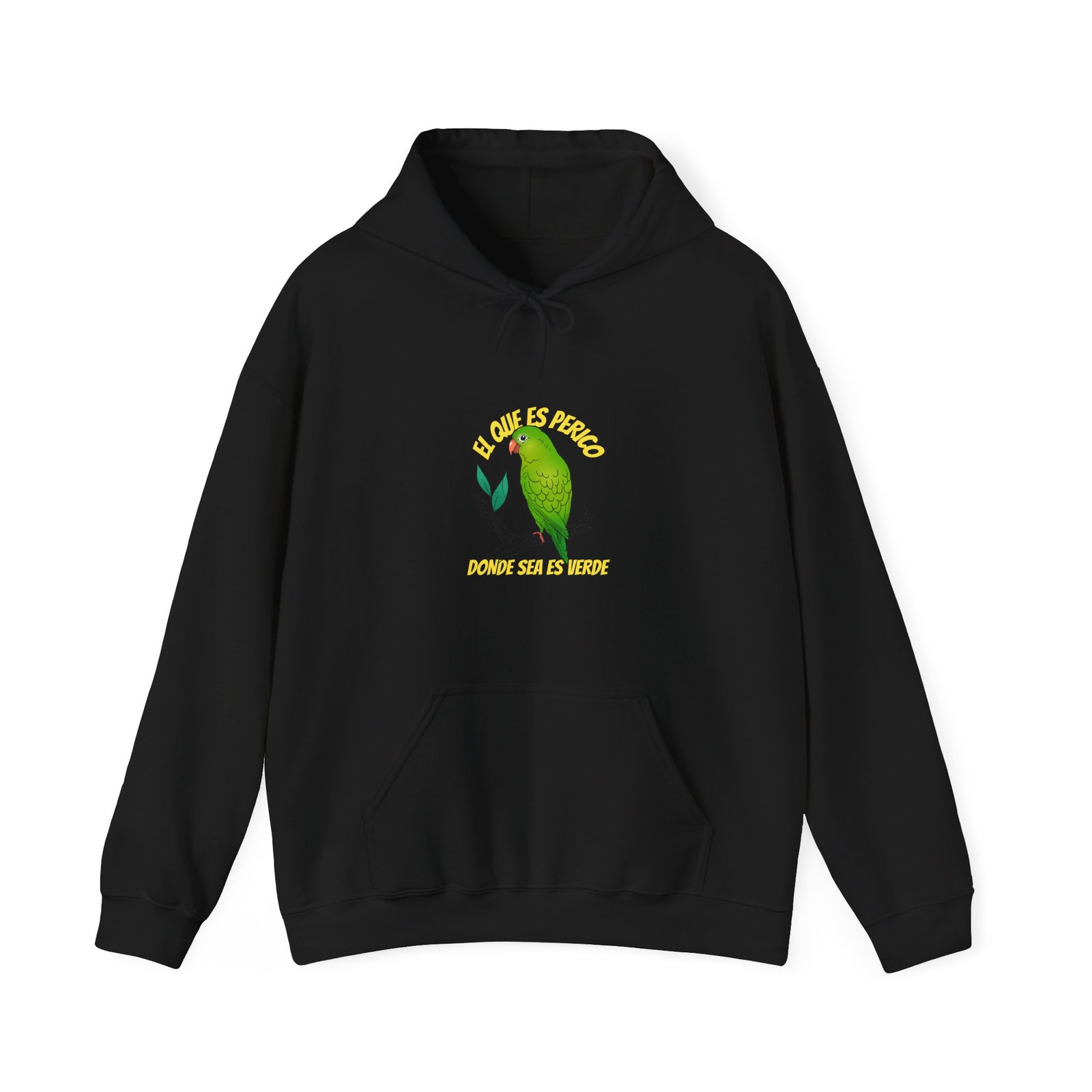 Vibrant El Perico Green Tropical Parrot Illustration - Hoodie
