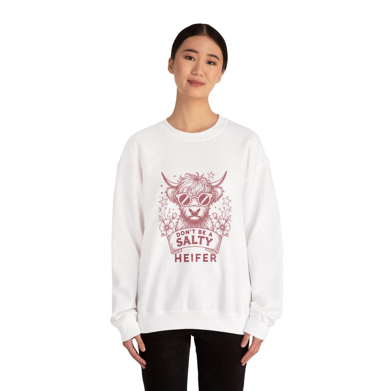Don’t Be Salty Red Heifer Cow Wearing Cool Sunglasses - Sweatshirt - Image 4