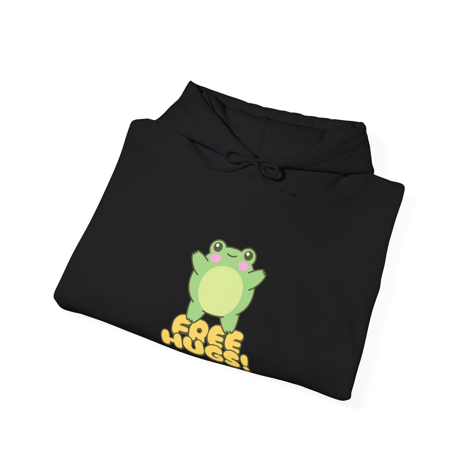 Cute Cartoon Frog Offering Free Hugs Illustration - Hoodie - Image 4