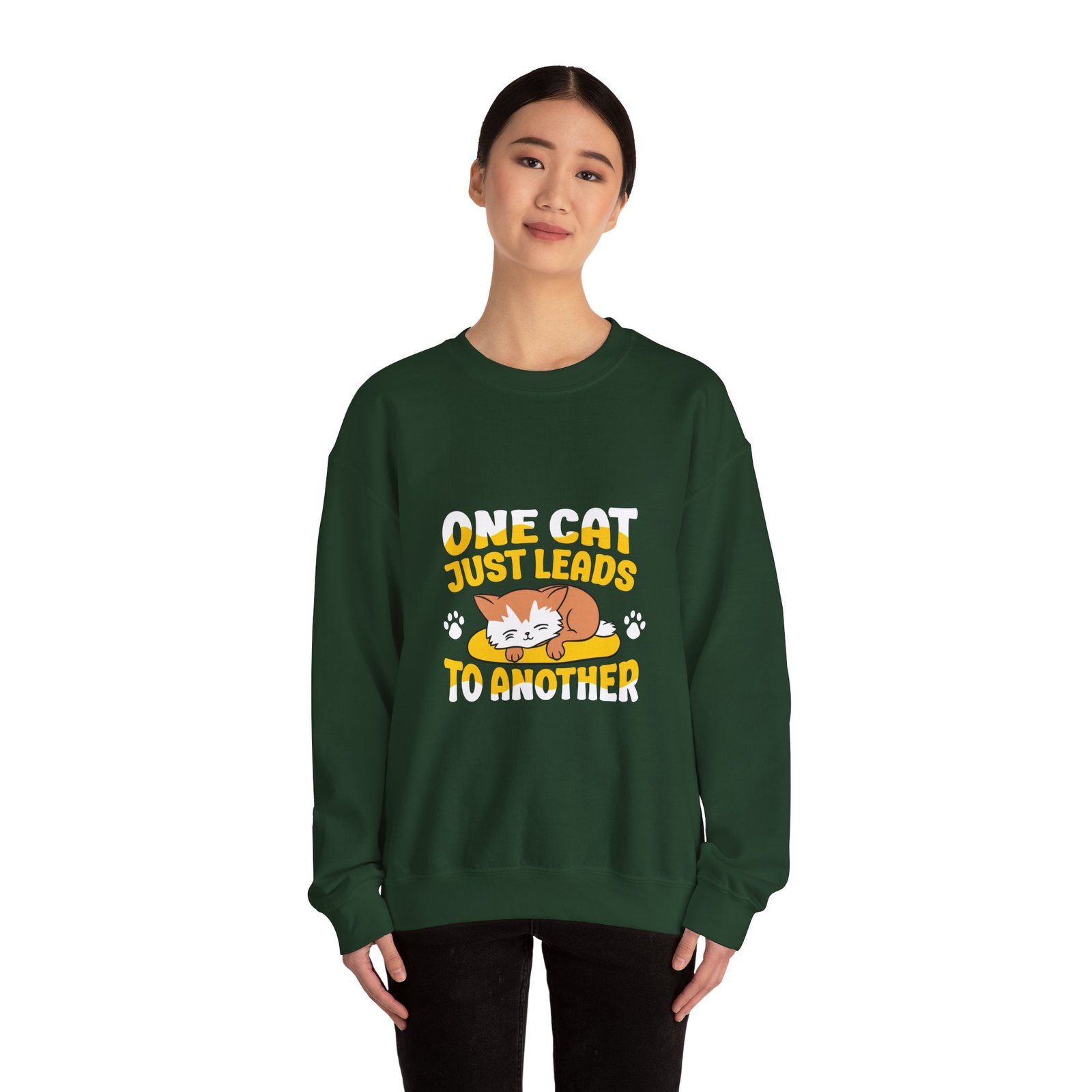 One Cat Just Leads To Another Cute Cat Lover Typography - Sweatshirt - Image 8