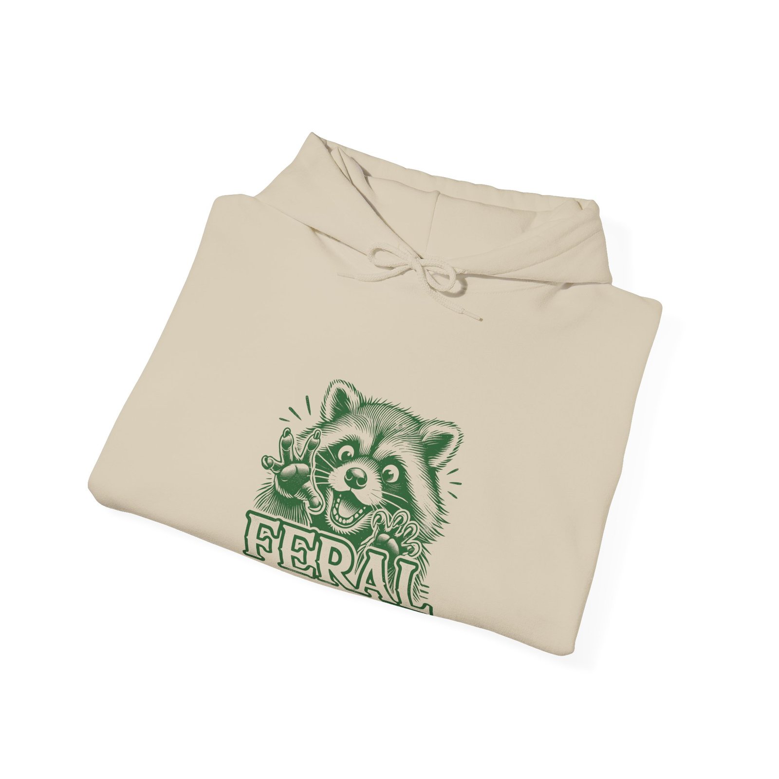 Feral Green Raccoon Cute Wild Animal Art - Hoodie - Image 8