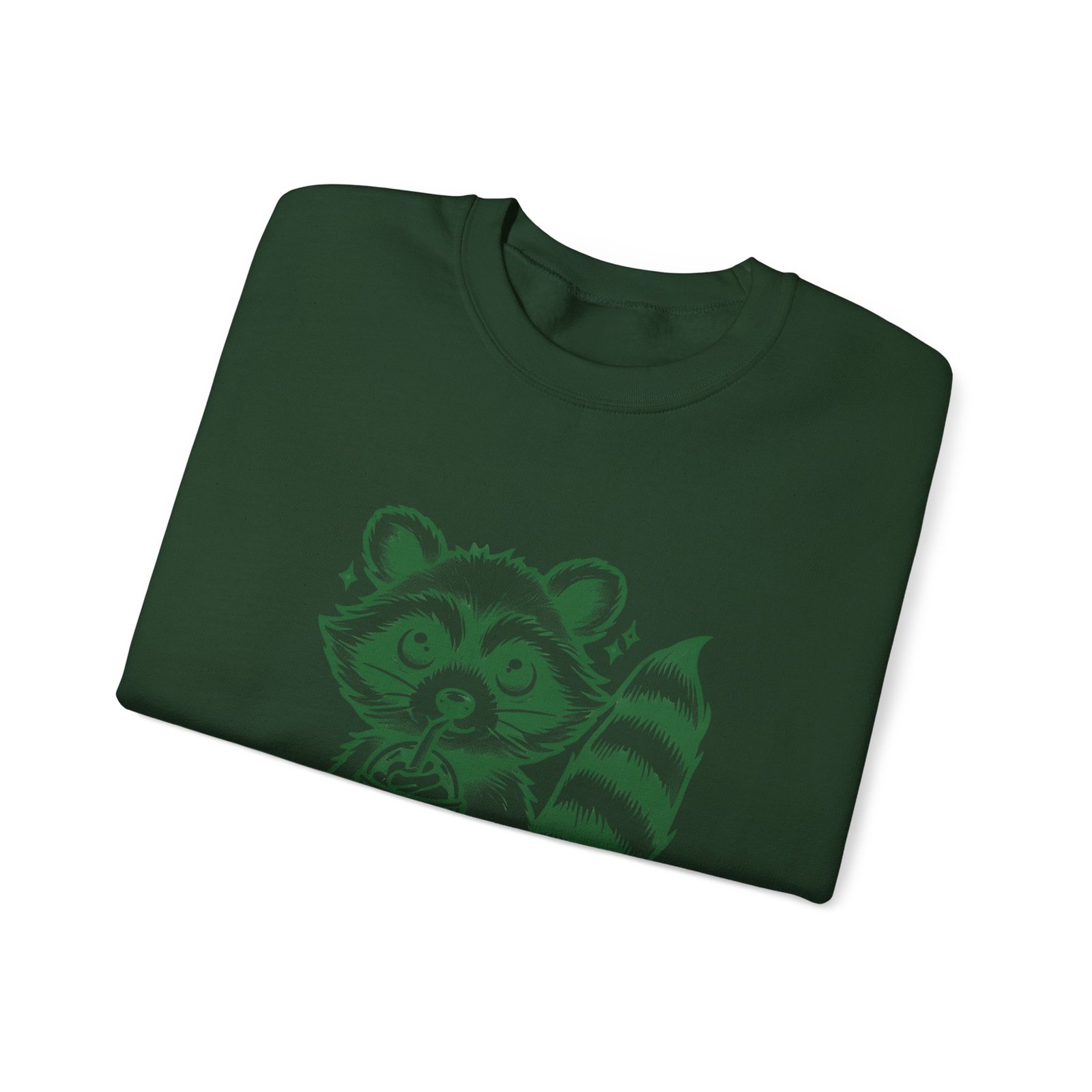 Adorable Green Raccoon Illustration with Cute and Feral Style - Sweatshirt - Image 7
