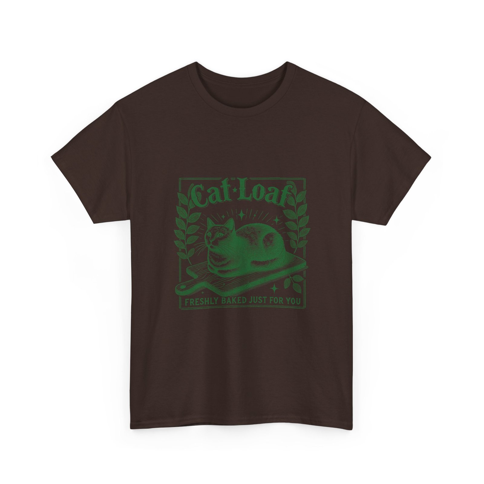 Cute Green Cat Loaf Illustration with Playful Expression - T-shirt - Image 3