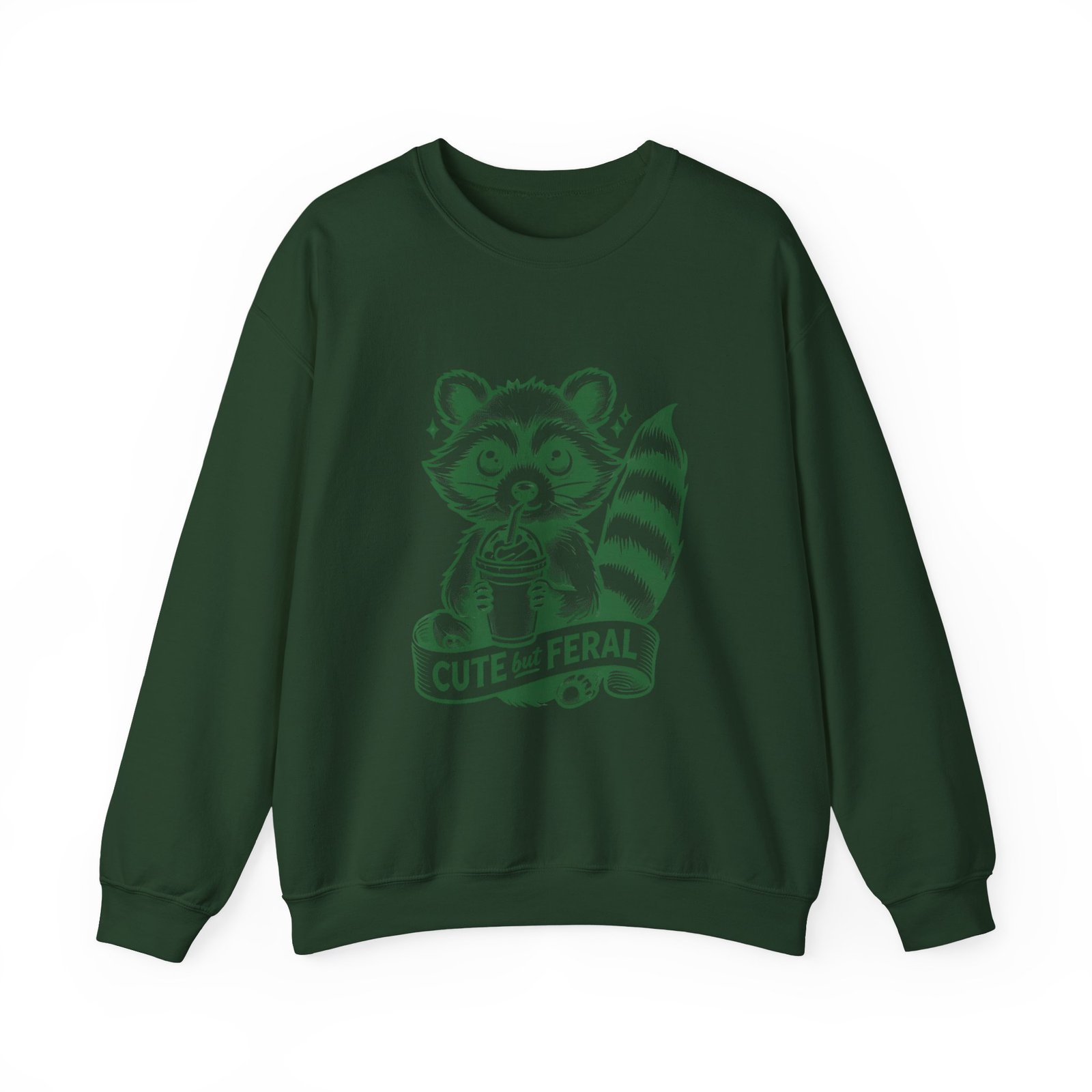 Adorable Green Raccoon Illustration with Cute and Feral Style - Sweatshirt - Image 5