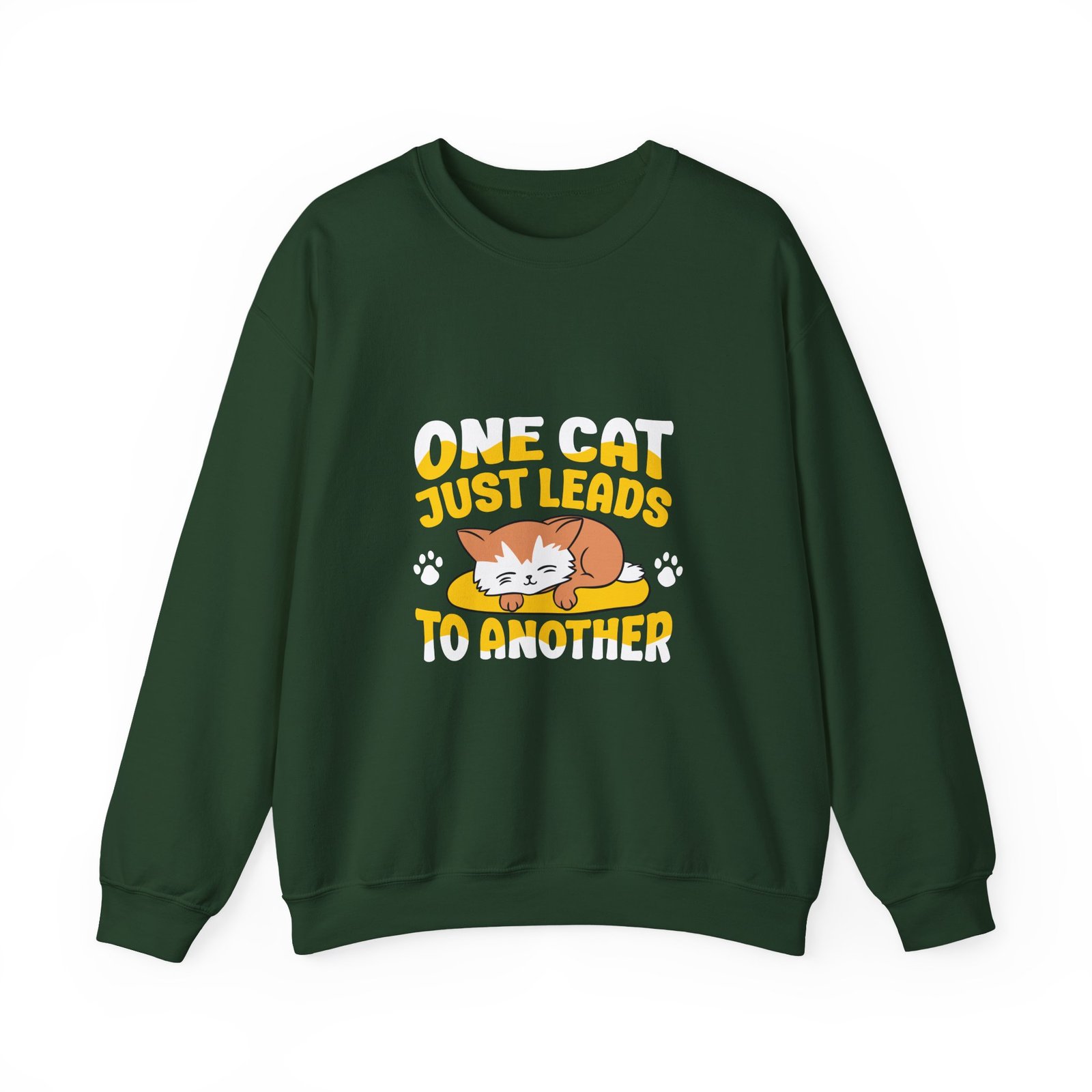 One Cat Just Leads To Another Cute Cat Lover Typography - Sweatshirt - Image 5