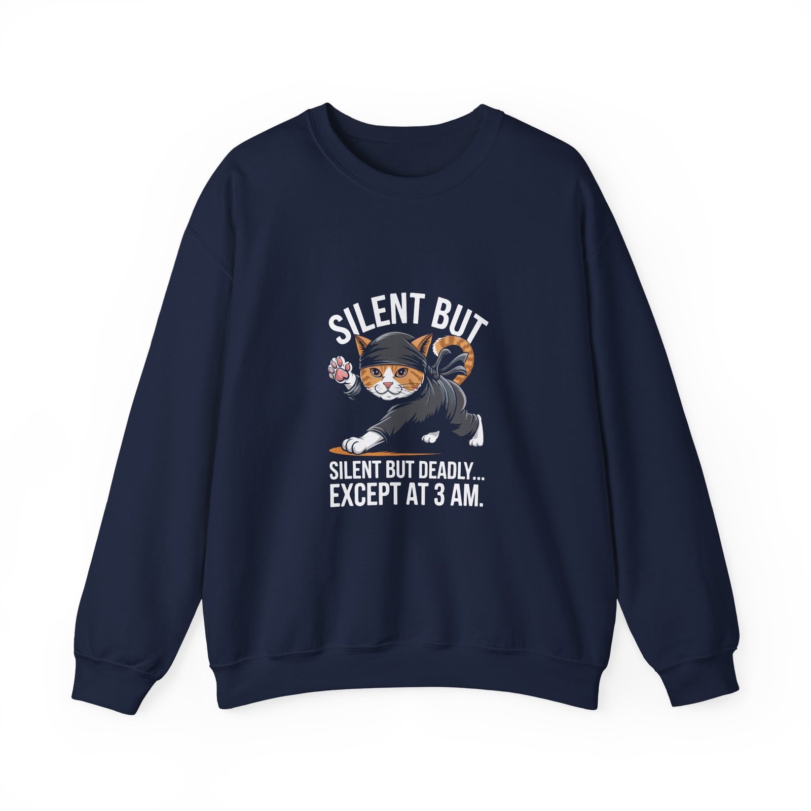 Silent But Deadly Ninja Cat in Stealth Pose Design - Sweatshirt - Image 9