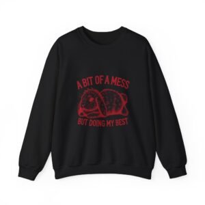 Cute Red Rabbit Illustration with Playful Messy Theme - Sweatshirt