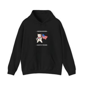 Patriotic Freedom Cat with American Flag Elements - Hoodie
