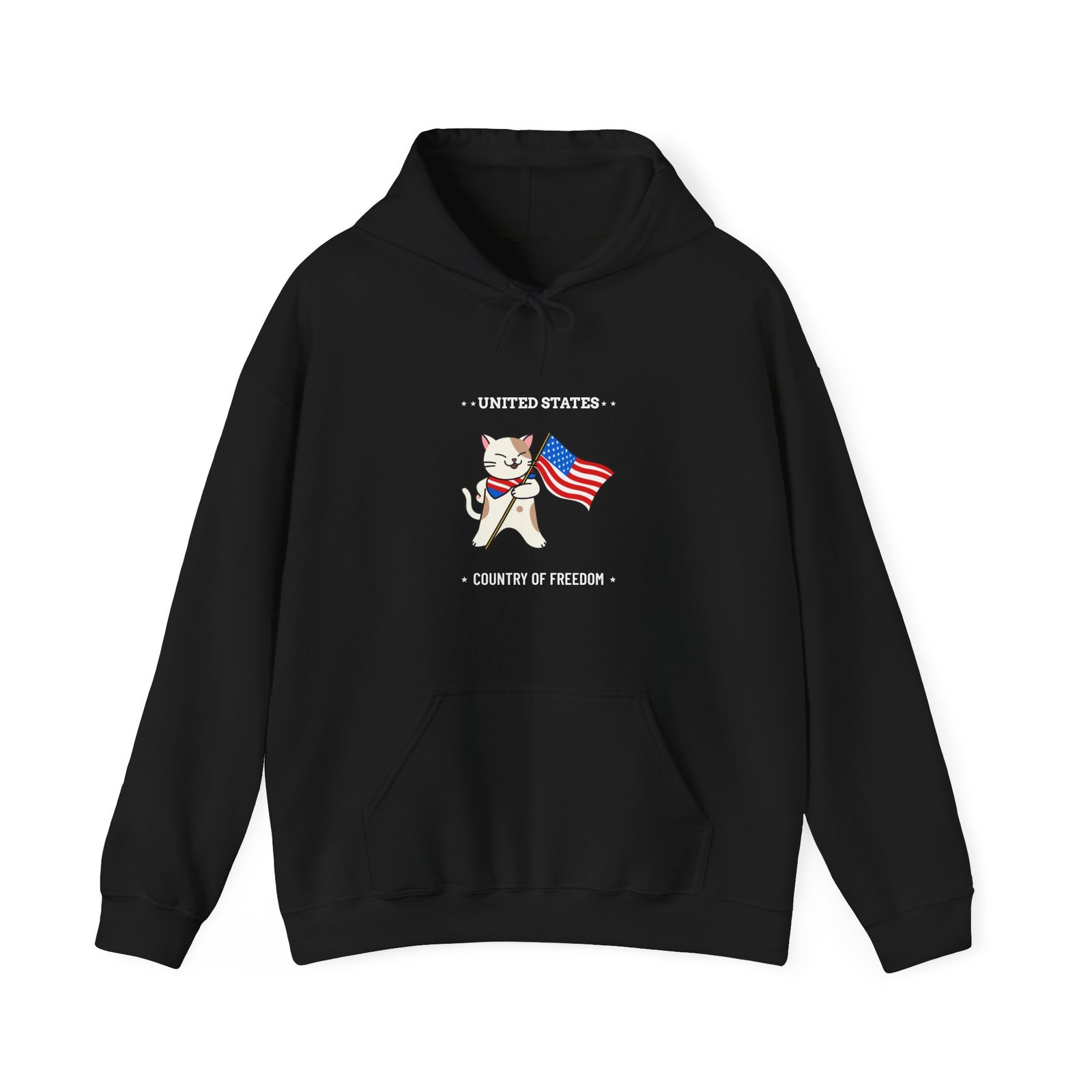Patriotic Freedom Cat with American Flag Elements - Hoodie