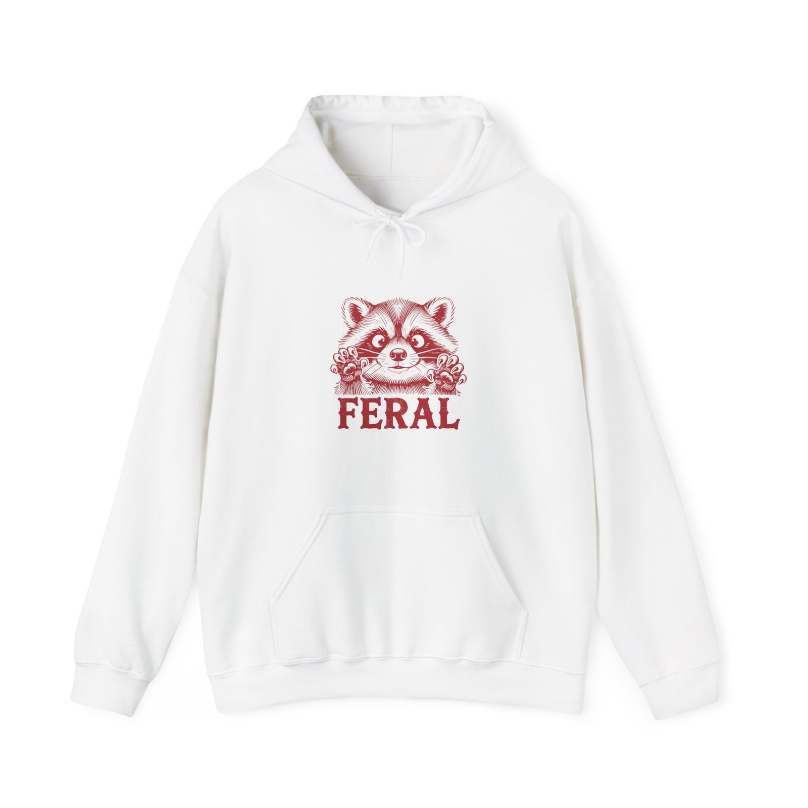 Feral Red Raccoon Bold Wildlife Illustration - Hoodie