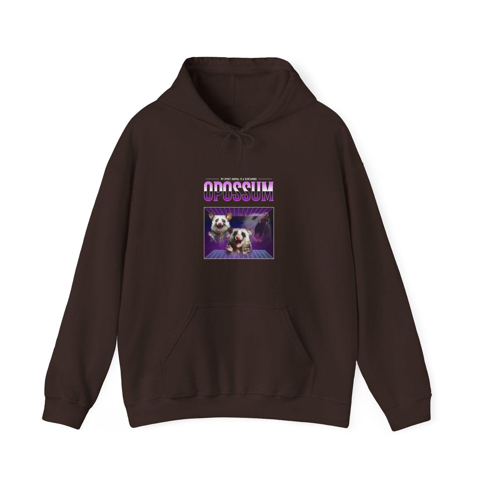 Vintage Retro Opossum in a Neon Grid Landscape - Hoodie - Image 5
