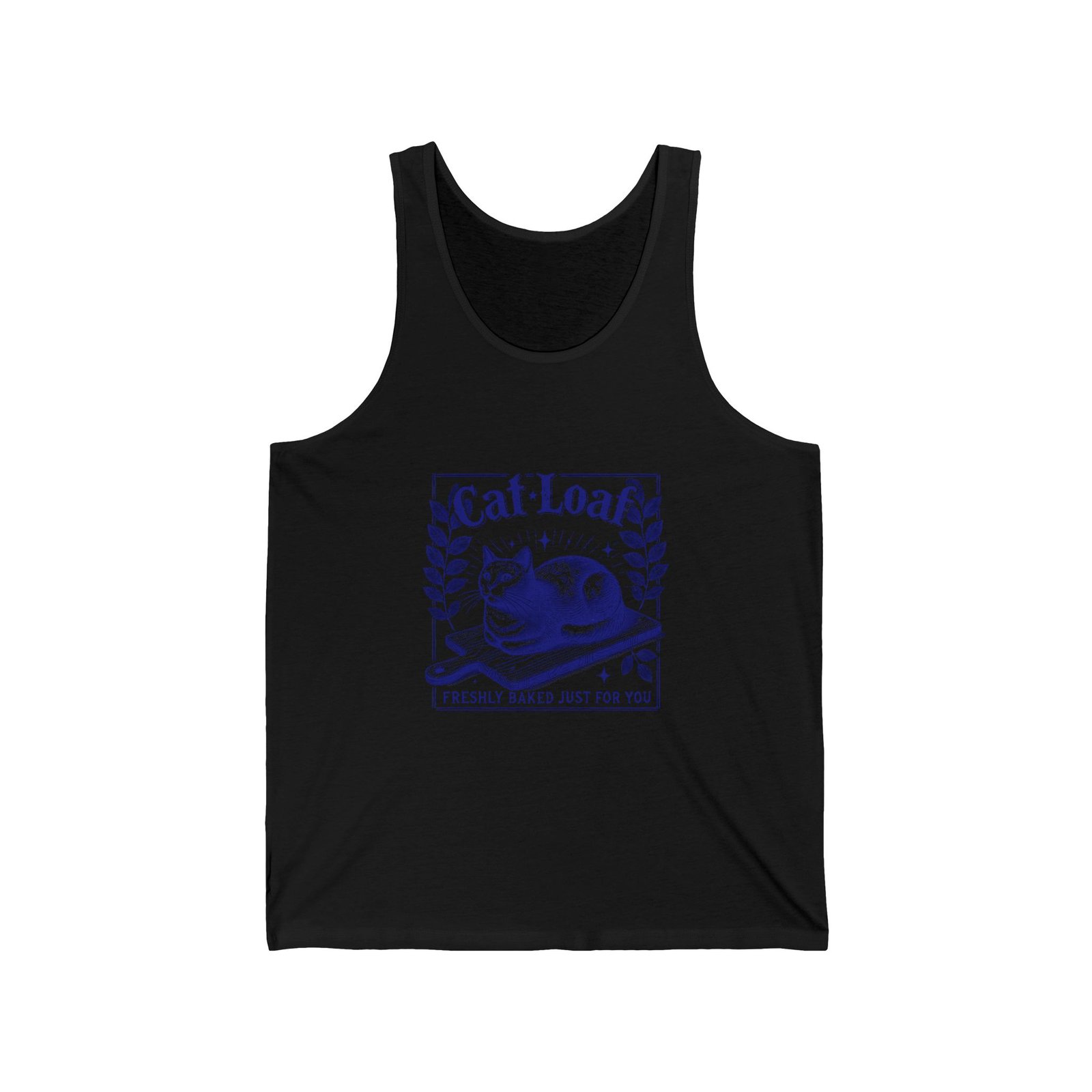 Cute Blue Cat Loaf Illustration with Playful Expression - Tank Top