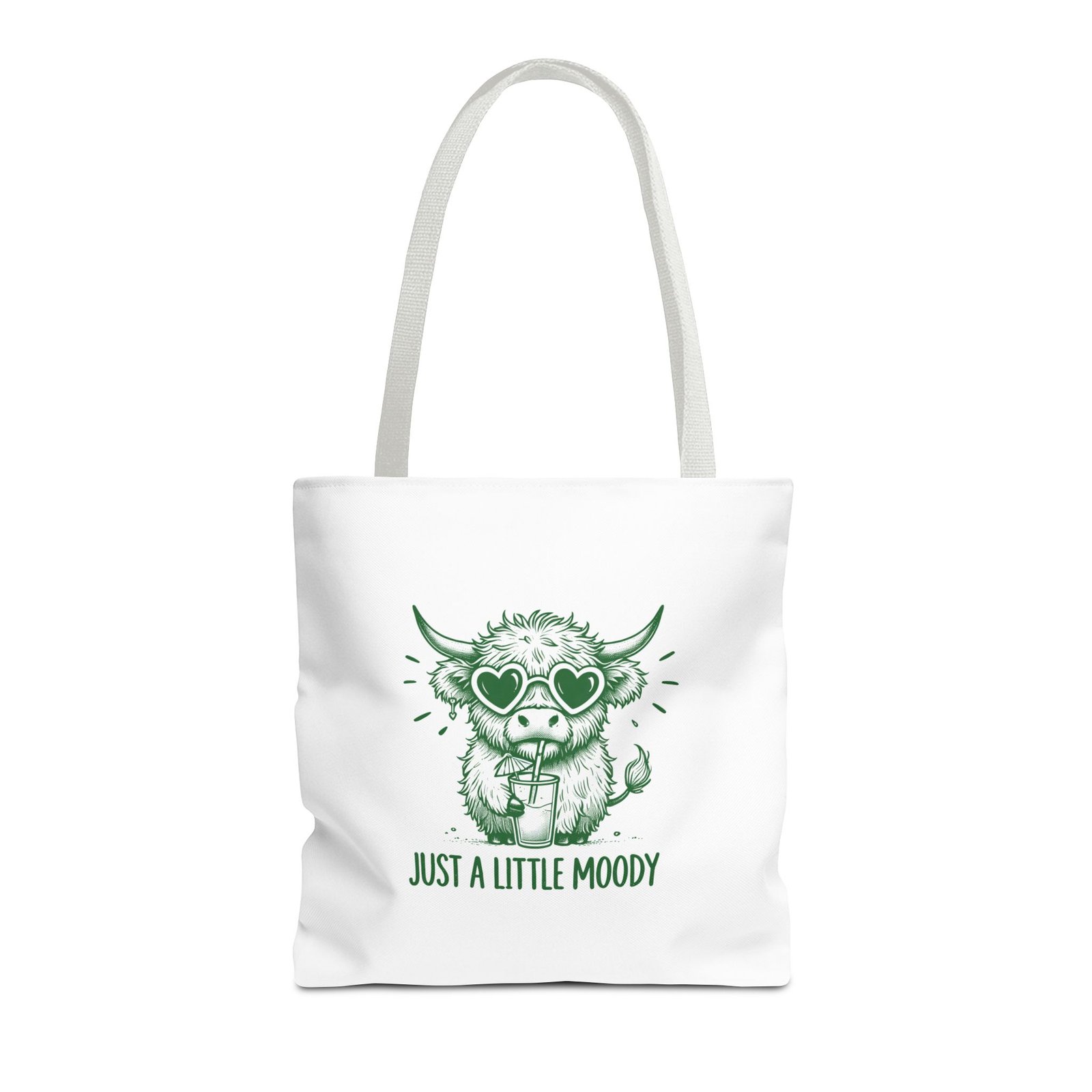 Just a Little Moody Green Cow Illustration in Summer Scene - Tote Bag - Image 5
