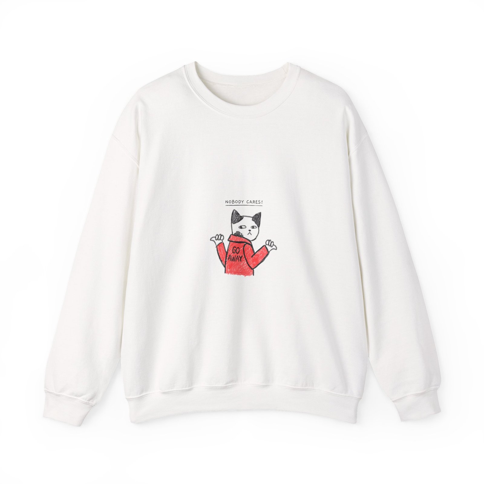 Nobody Cares Moody Cat Illustration with Attitude - Sweatshirt