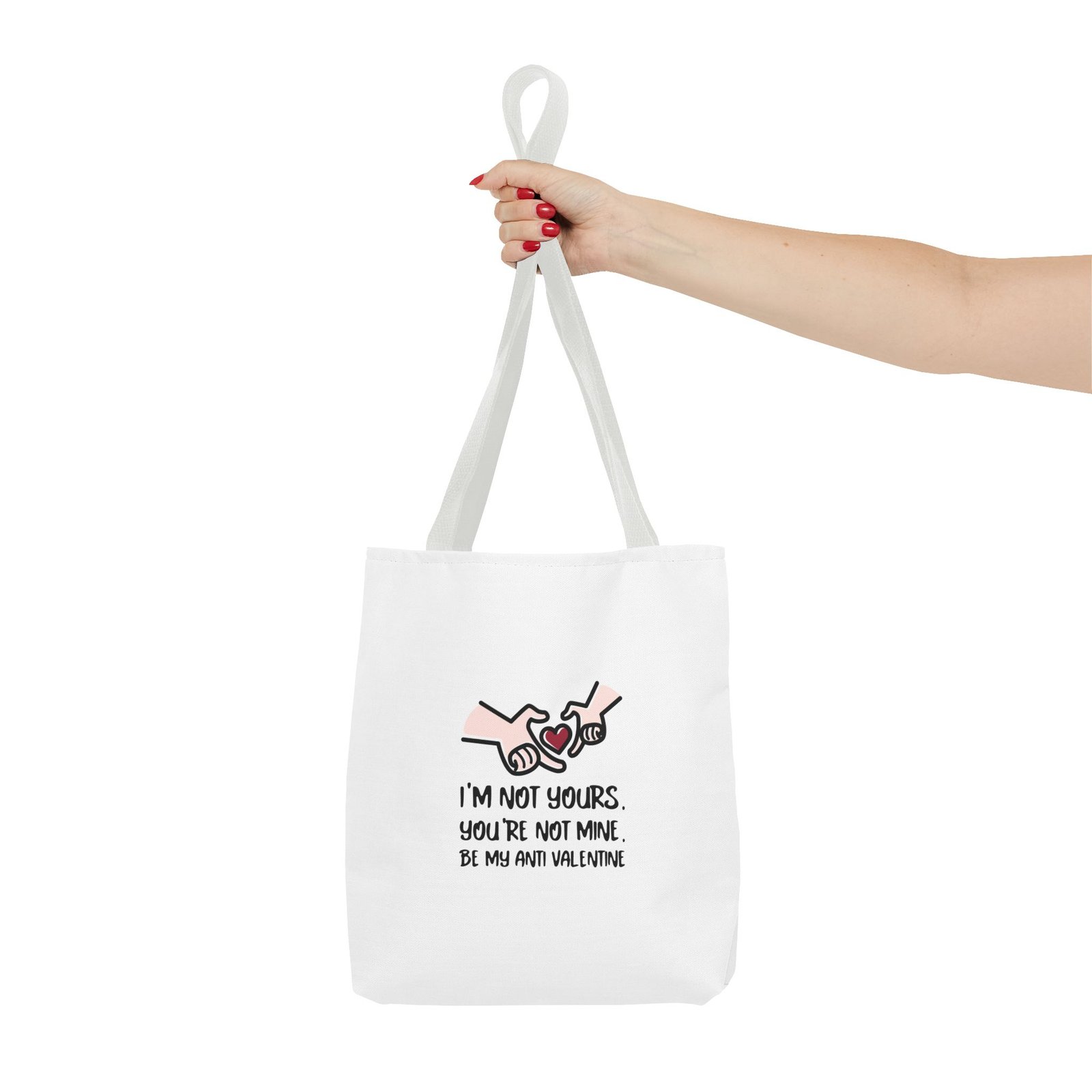 Edgy Anti Valentine Design with Bold Hands and Rebellious Text - Tote Bag - Image 4