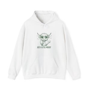 Just a Little Moody Green Cow Illustration in Summer Scene - Hoodie