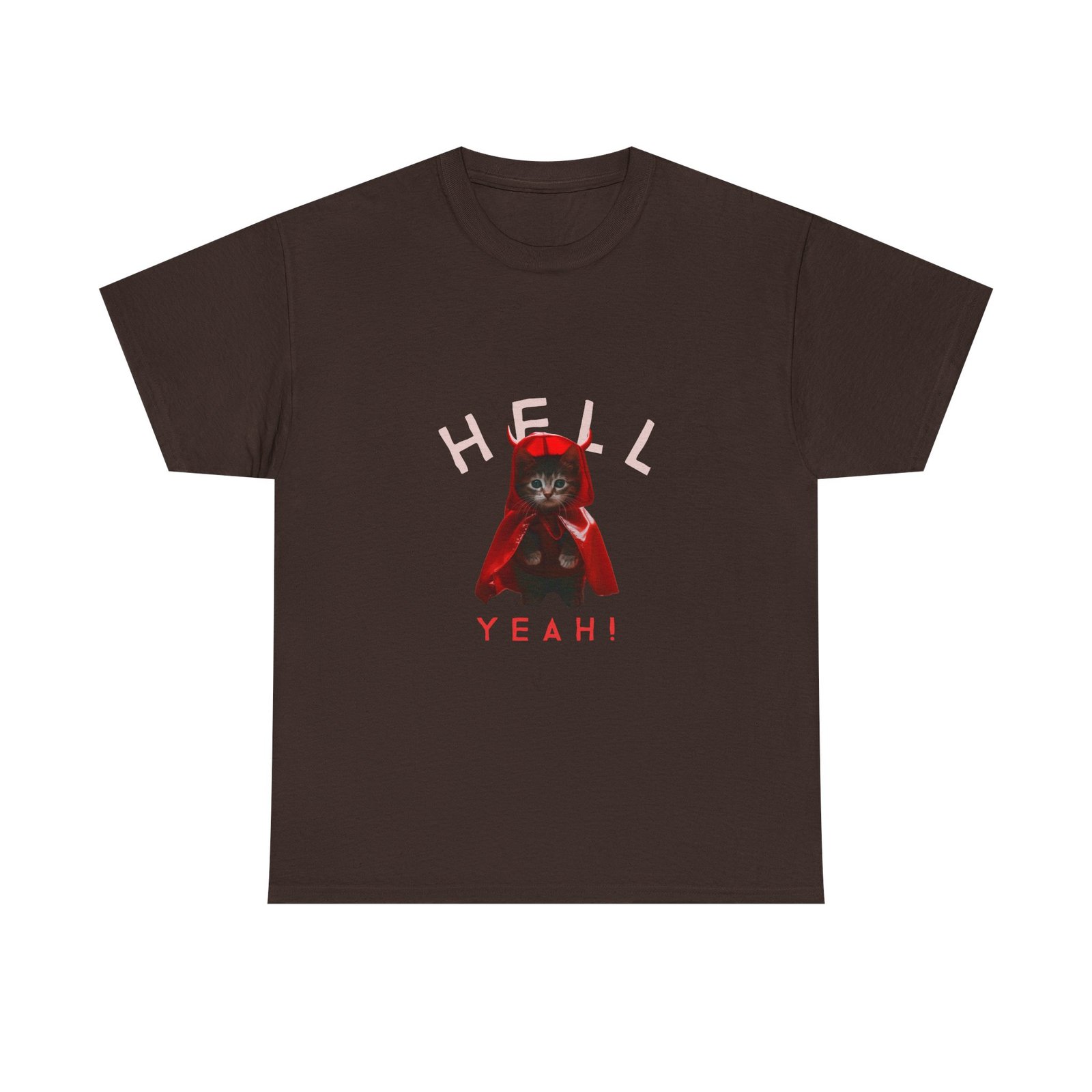 Hell Yeah! Devilish Cat Graphic with Bold Attitude - T-shirt