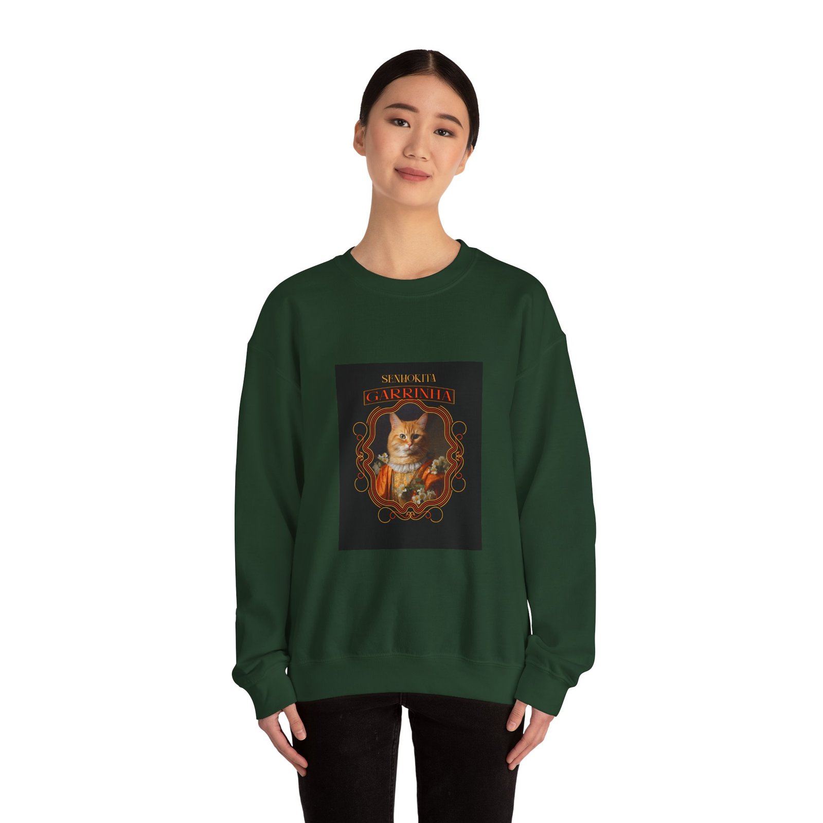 Garrinha Cat Regal Pose with Elegant Crown Illustration - Sweatshirt - Image 8