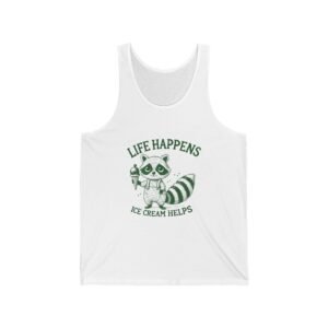 Life Happens Ice Cream Helps Green Raccoon Illustration - Tank Top