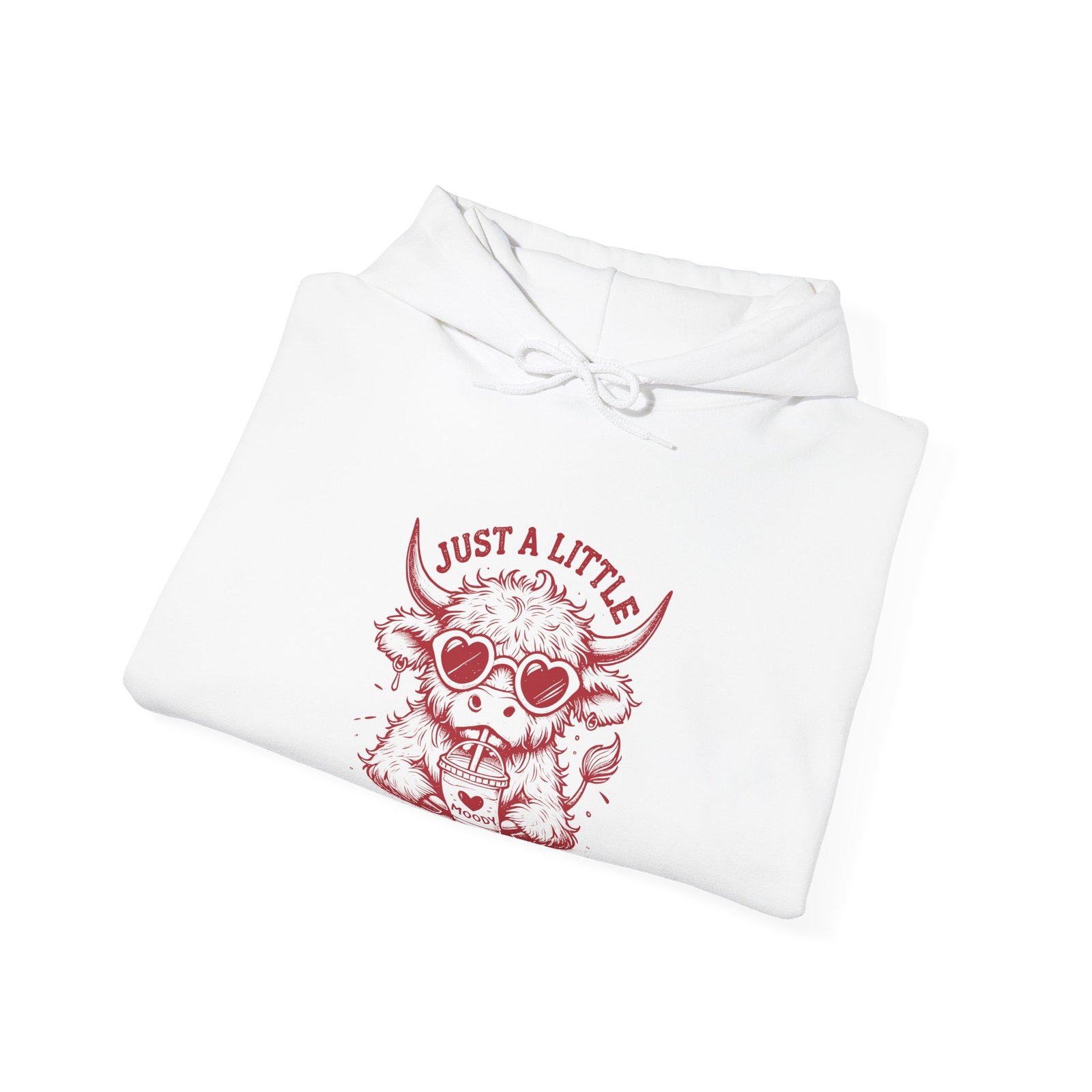 Just a Little Moody Red Cow Wearing Cool Sunglasses - Hoodie - Image 4